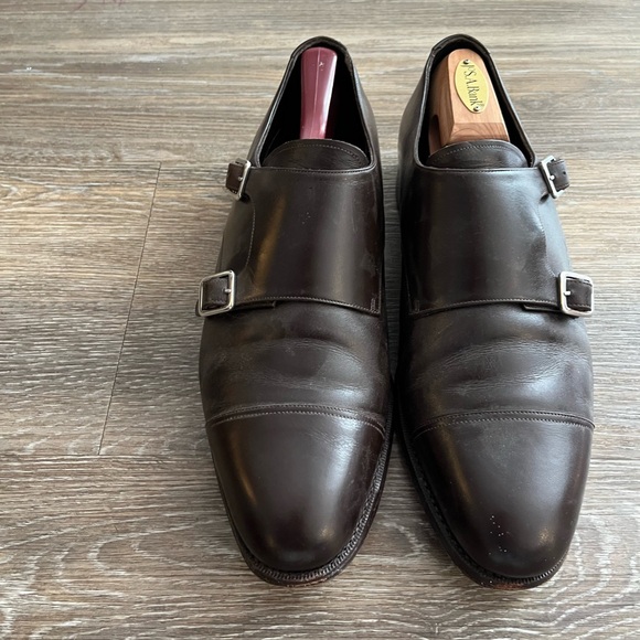 Meermin Men's Double Monk Strap Leather Shoes